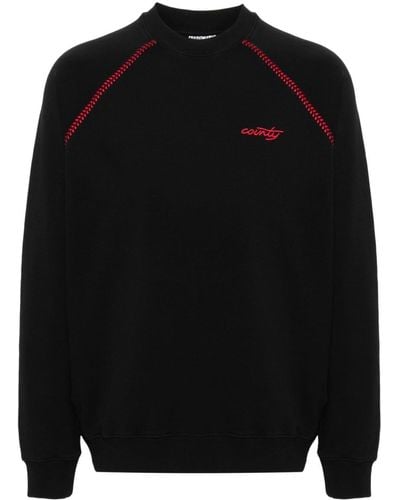 Marcelo Burlon Logo-embroidered Cotton Sweatshirt - Black