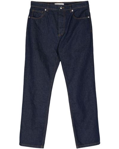 Maison Kitsuné Pantalones rectos de talle medio - Azul