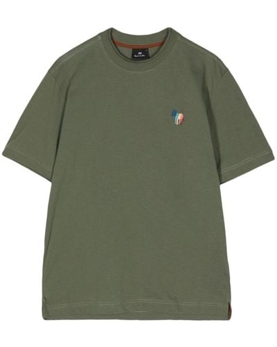 PS by Paul Smith Logo-embroidered Organic Cotton T-shirt - Green