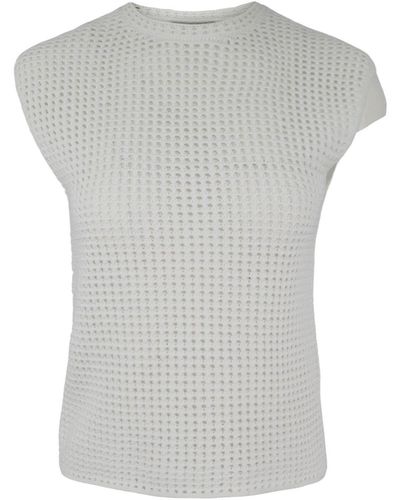 Vince Open-knit Cotton Top - Grey