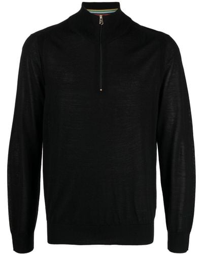 Paul Smith Pull en laine mérinos à col zippé - Noir