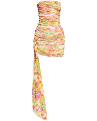 Saint Laurent Floral-print Mini Dress - Metallic