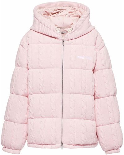 Miu Miu Cable-knit Padded Jacket - Pink