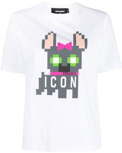 DSquared² T-shirt à imprimé pixelisé - Blanc