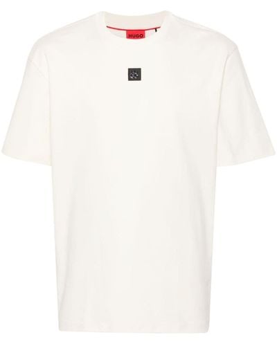 HUGO T-shirt Dalile con placca logo - Bianco