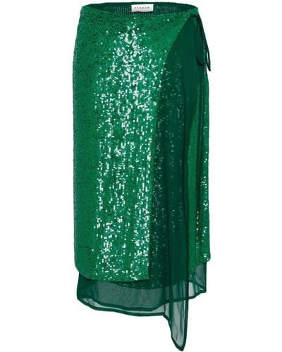 P.A.R.O.S.H. Sequin-embellished Midi Skirt - Green
