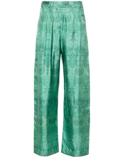Pierre Louis Mascia Floral Wide-leg Pants - Green