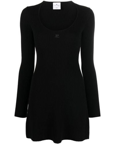 Courreges Ribbed Mini Dress - Black