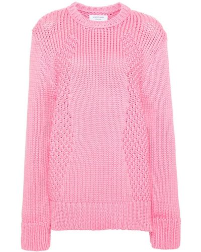 Marine Serre Chunky Knit Sweater - Pink