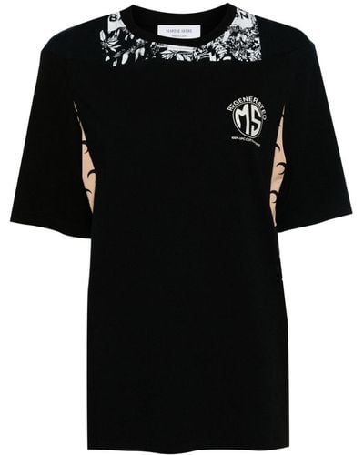 Marine Serre ロゴ Tシャツ - ブラック