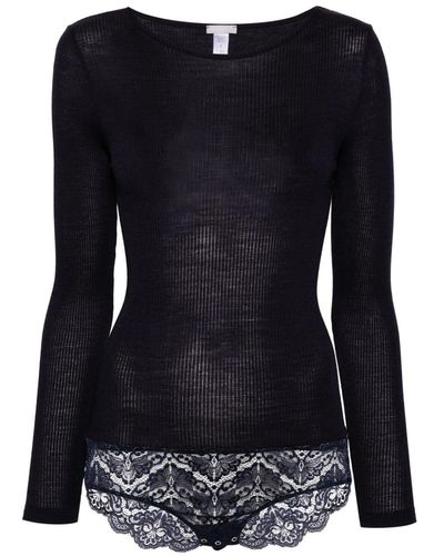 Hanro Ellis Sheer-lace Bodysuit - Black