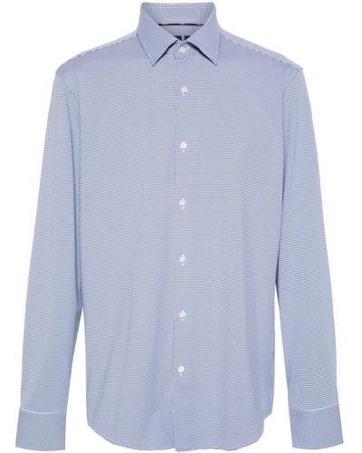 BOSS Gingham-check Long-sleeve Shirt - Blue