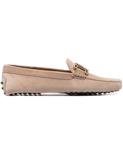 Tod's Logo Gommino Suede Loafers - Brown