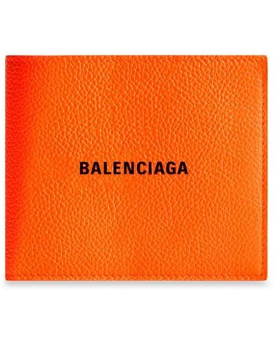Balenciaga Logo-print Leather Wallet - Orange