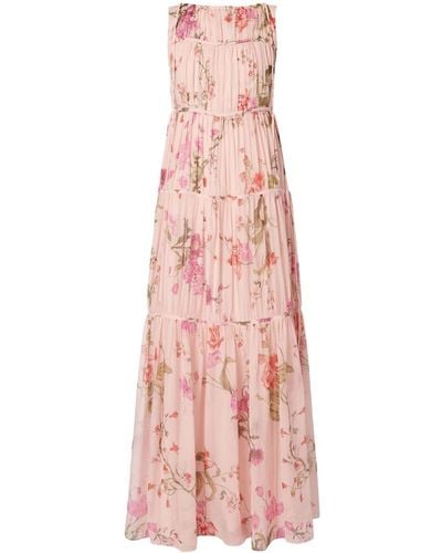 Erdem Floral-print Tiered Gown - Pink