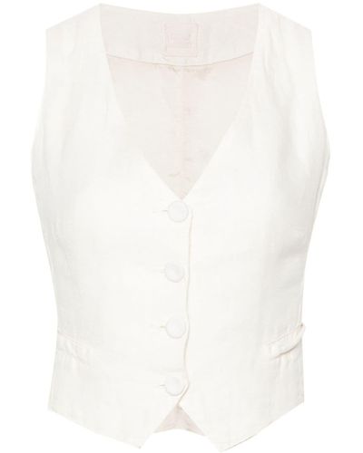120% Lino Cropped Gilet - Wit