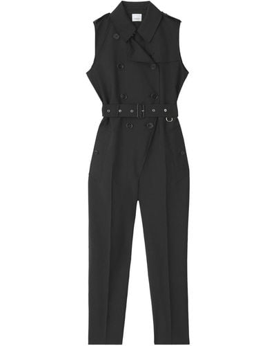 Burberry Double-breasted Straight-leg Overalls - Black