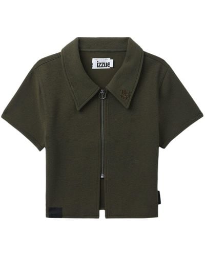 Izzue Cropped-T-Shirt mit Reißverschluss - Grün