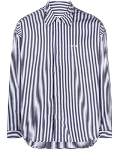 Sunnei Logo-print Striped Cotton Shirt - Blue