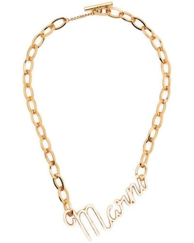 Marni Logo-motif Chain Necklace - Metallic