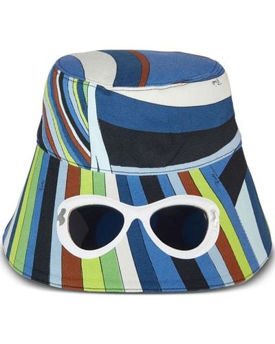 Emilio Pucci Graphic-print Striped Bucket Hat - Blue