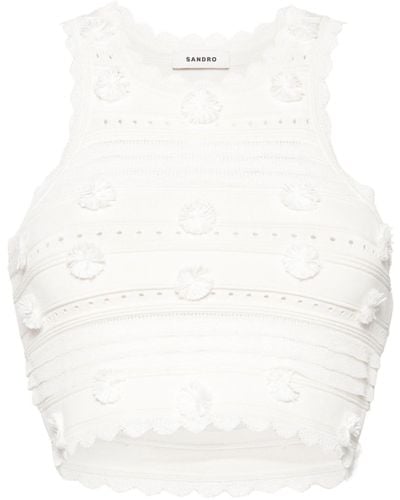 Sandro Top crop con applicazioni - Bianco