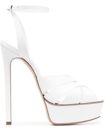 Casadei Joan Flora 150mm Platform Sandals - White