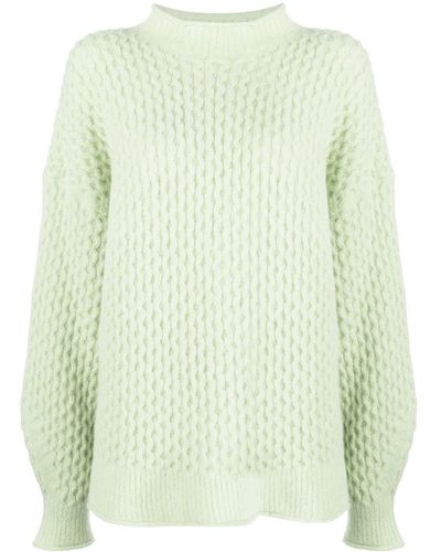 Rus Textured-knit Mock Neck Jumper - Green