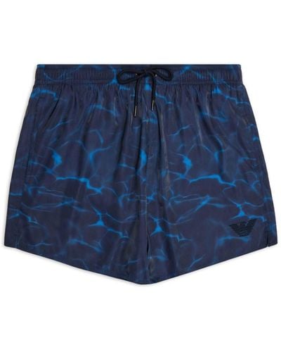 Emporio Armani Logo Swim Shorts - Blue