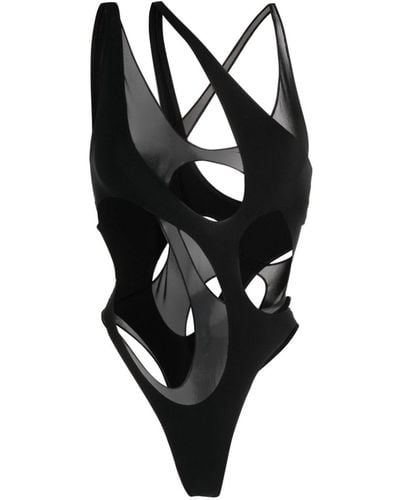 Mugler Cut-out Detail Thong Swimsuit - Black