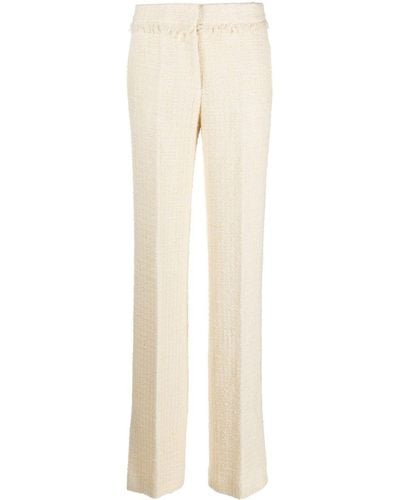 Del Core Frayed-detailing Pressed-crease Tailored Pants - Natural