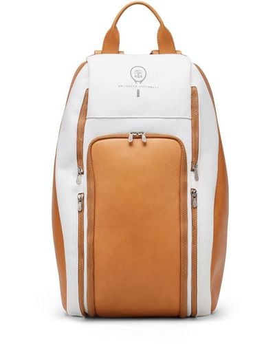 Brunello Cucinelli Logo-print Leather Backpack - White