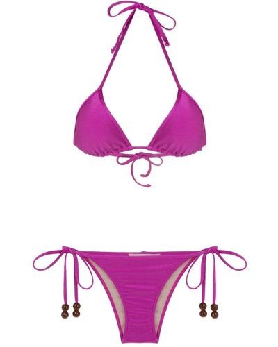 Adriana Degreas Bead-embellished Bikini - Purple