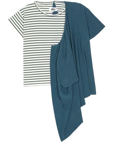 MM6 by Maison Martin Margiela Layered Vertical-stripe T-shirt - Blue