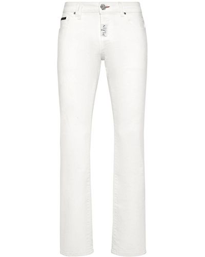 Philipp Plein Tief sitzende Straight-Leg-Jeans - Weiß