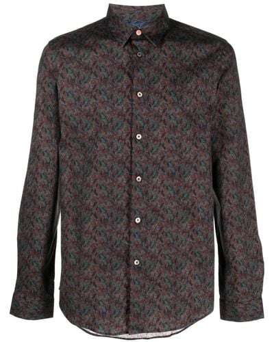 PS by Paul Smith Abstract-print Long-sleeve Shirt - Black