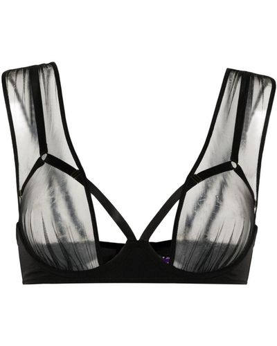 Maison Close Soutien-gorge à empiècements en résille - Noir