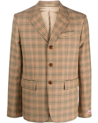 KENZO Checked Single-breasted Blazer - Brown