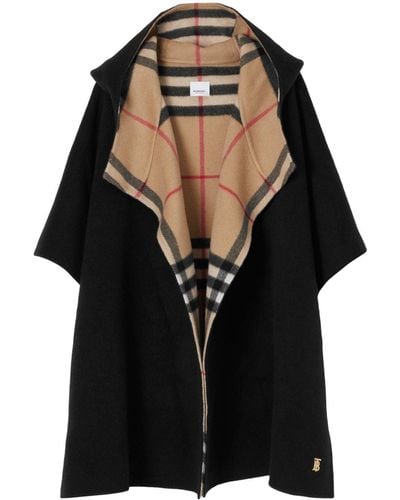 Burberry Cashmere Reversible Hooded Cape - Black