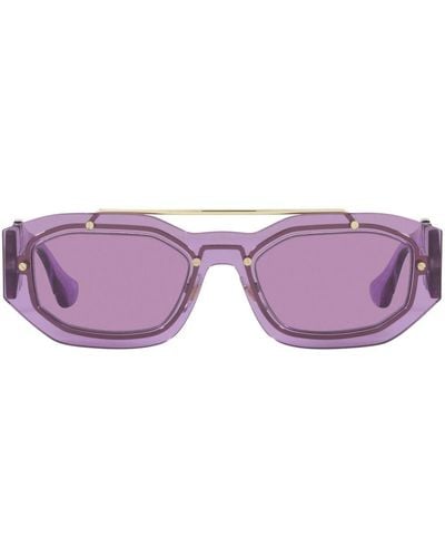 Versace Medusa Plaque Rectangle-frame Sunglasses - Purple