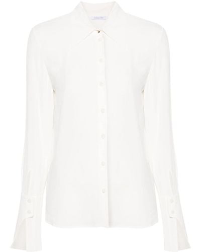 Patrizia Pepe Straight-collar Crepe Shirt - White