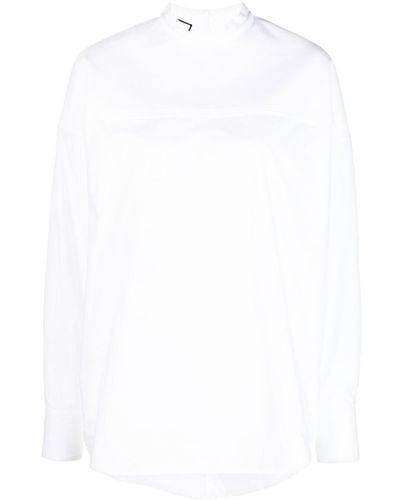 Plan C Long-sleeve Cotton Blouse - White