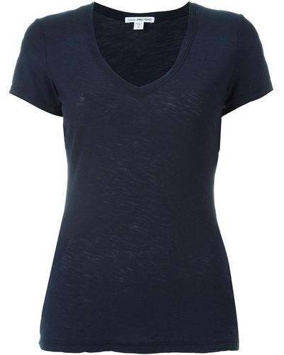 James Perse T-Shirt mit V-Ausschnitt - Blau
