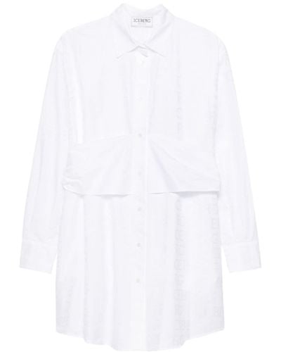 Iceberg Logo-jacquard Cotton Shirt Dress - White
