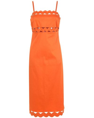 Adriana Degreas Scallop Cut-out Midi Dress - Orange