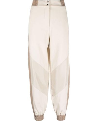 Eleventy Panelled Jersey-knit Trousers - Natural