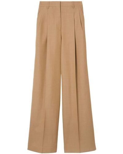 Burberry Wool Flare Leg Trousers - Natural