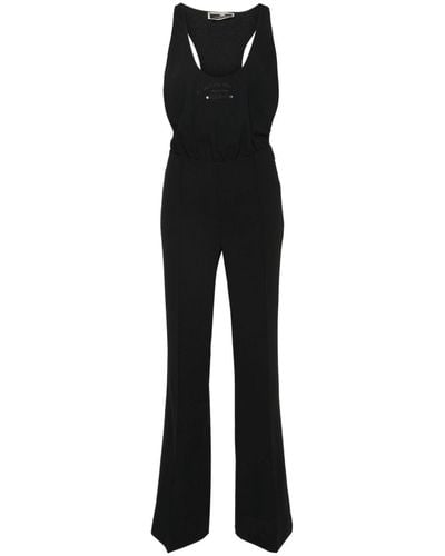 Elisabetta Franchi Logo-embroidered Flared Jumpsuit - Black