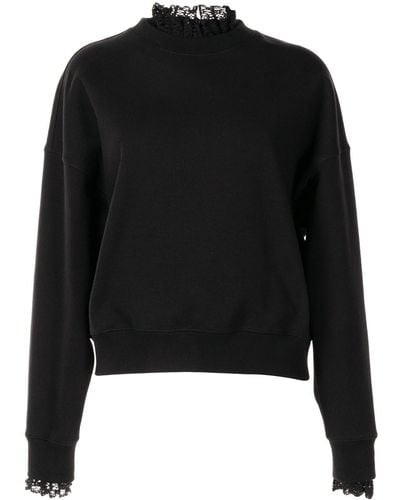 Goen.J Crochet Trim Sweatshirt - Black
