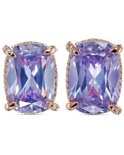 Anabela Chan 18kt Rose Gold Vermeil Wing Amethyst And Diamond Earrings - Blue